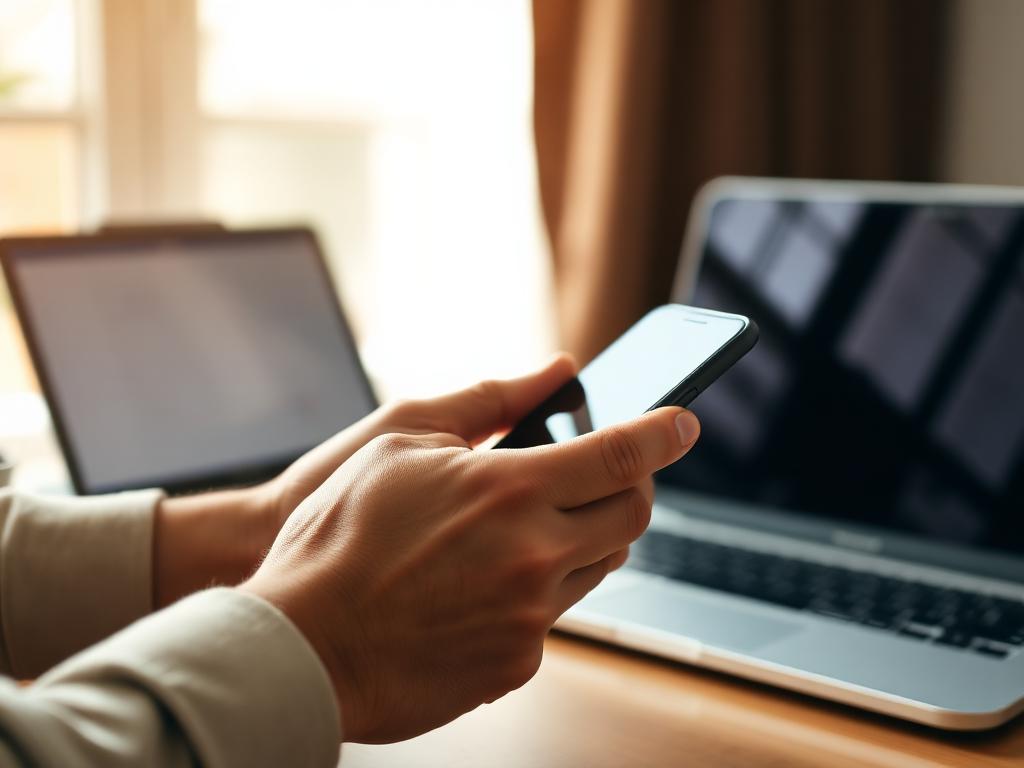 Business owner reviewing their merchant account on a phone